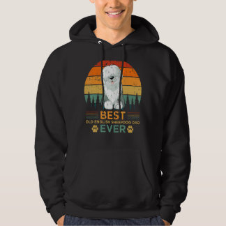 Mens Retro Style Best English Sheepdog Dad Ever Fa Hoodie