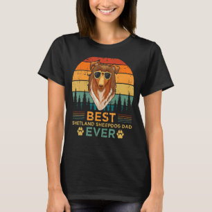 Mens Retro Style Best Shetland Sheepdog Dad Ever F T-Shirt