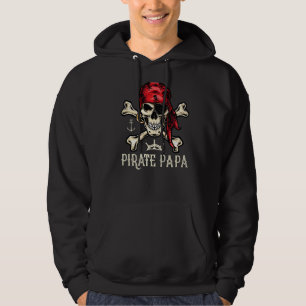 Mens Retro Style Skull Skeleton Pirate Papa Father Hoodie