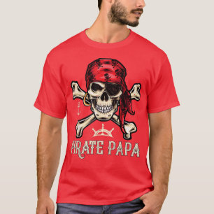 Mens Retro Style Skull Skeleton Pirate Papa Father T-Shirt