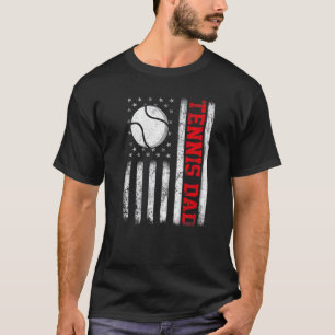 Mens Retro Tennis Dad American Flag 4th Of July Pa T-Shirt