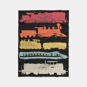 Mens Retro Trains Lovers Vintage Railroad Train Ch Fleece Blanket