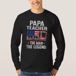 Mens Retro Us Flag Father's Day Papa Teacher The L T-Shirt