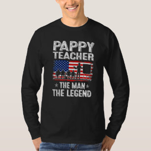 Mens Retro Us Flag Father's Day Pappy Teacher The T-Shirt