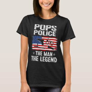 Mens Retro Us Flag Father's Day Pops Police The Le T-Shirt