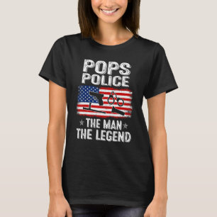 Mens Retro Us Flag Father's Day Pops Police The Le T-Shirt