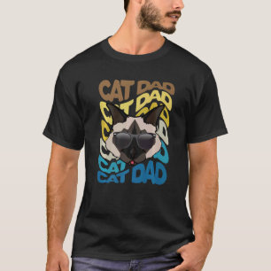 Mens Retro Vintage Cool Birman Cat Dad Kitty Dad P T-Shirt