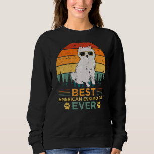Mens Retro Vintage Sunset Best American Eskimo Dad Sweatshirt