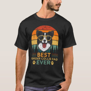 Mens Retro Vintage Sunset Best Border Collie Dad F T-Shirt