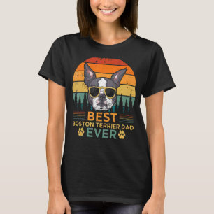Mens Retro Vintage Sunset Best Boston Terrier Dad  T-Shirt