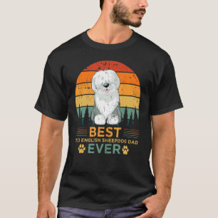 Mens Retro Vintage Sunset Best English Sheepdog Da T-Shirt