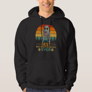Mens Retro Vintage Sunset Best Irish Wolfhound Dad Hoodie