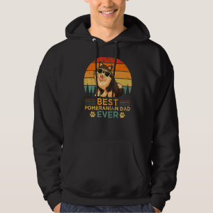 Mens Retro Vintage Sunset Best Pomeranian Dad Fath Hoodie