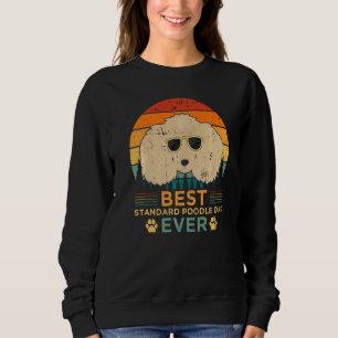 Mens Retro Vintage Sunset Best Standard Poodle Dad Sweatshirt