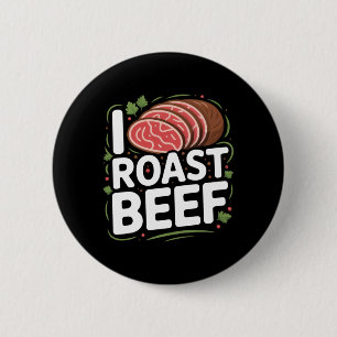 Mens Roast Beef Bbq Meat Lover Butcher Chef Humour 2 Inch Round Button