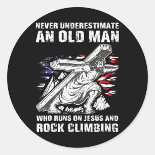 Mens Rock Climbing Dad Christian Climber Grandpa Classic Round Sticker