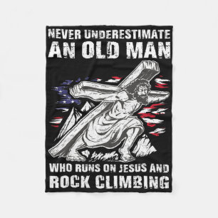 Mens Rock Climbing Dad Christian Climber Grandpa Fleece Blanket