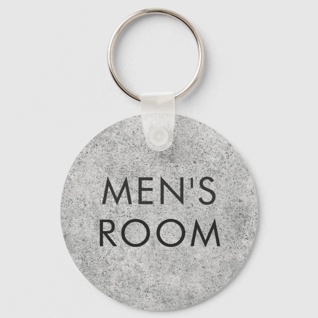 Men's room restroom keychain - urban concrete (Front)