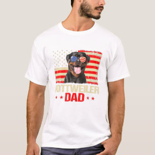 Mens Rottweiler Dad USA Flag Dog Lover Fathers Day T-Shirt