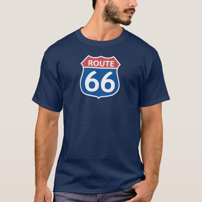 Men's ROUTE 66 SIGN RED, BLUE T-Shirt (Front)