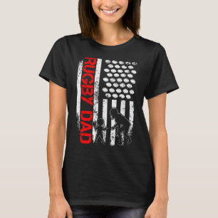 Mens Rugby Us American Flag For Patriotic Dad Fath T-Shirt