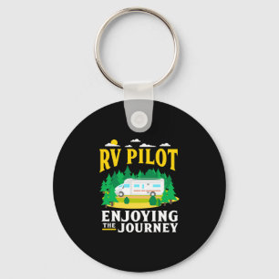 Mens rv pilot enjoying the journey funny camping keychain