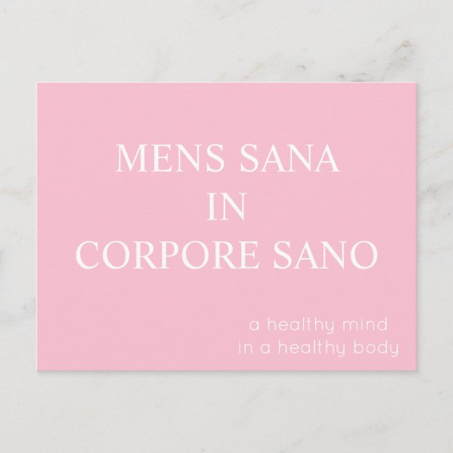 Mens Sana En Caporal Sano Carte Postale - Rose (Devant)
