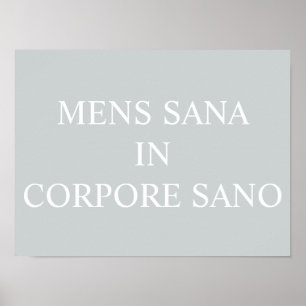 Mens Sana In Corpore Sano Print - Grey