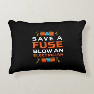 Mens Save A Fuse Blow An Electrician Electrical Accent Pillow