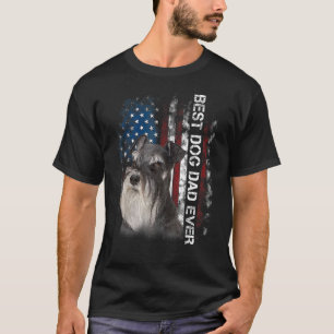 Mens Schnauzer Dad Vintage American Flag Father s  T-Shirt