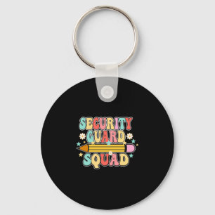 Mens school security guard team cool retro back to keychain