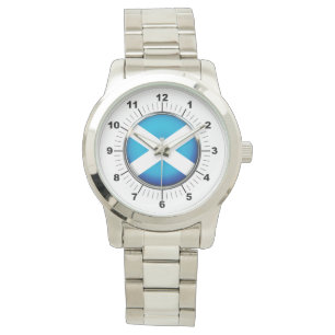 Men's Scotland Flag Oversized Silver Watch
