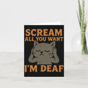 Mens Scream Want Deaf Black Cat Funny Halloween Card