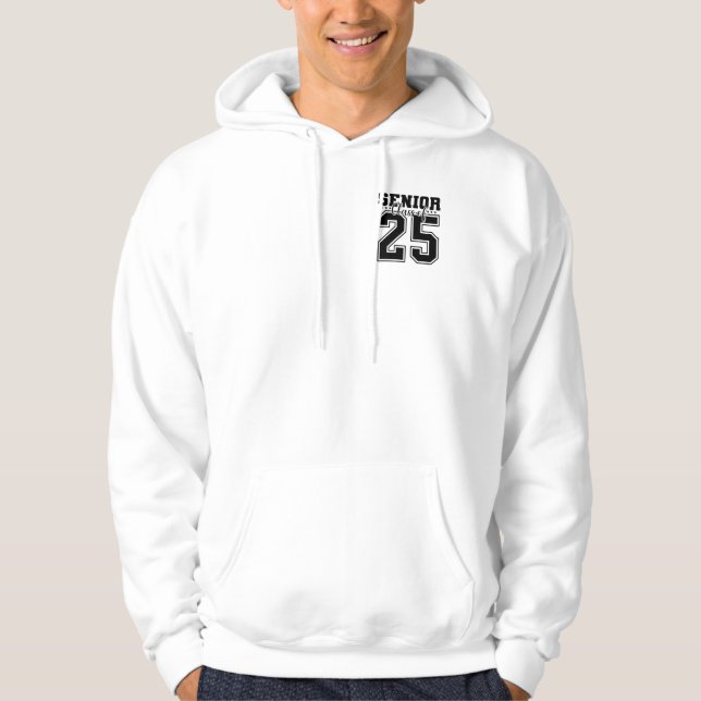 Men's Senior Class of 2025 White and Black Hoodie  (Front)