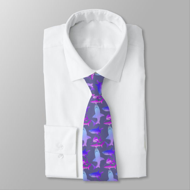 Mens Shark Tie-Purple's Tie (Tied)