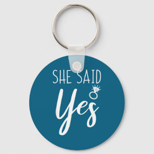Mens She Said Yes Fiance Engagement Announcement F Keychain