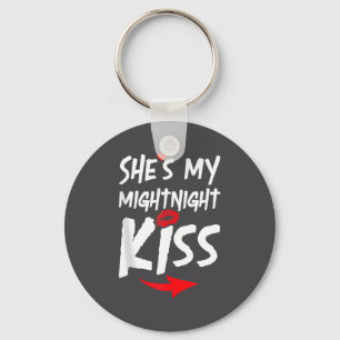 Mens She's My Midnight Kiss Happy New Year Matchin Keychain