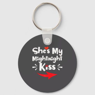 Mens She's My Midnight Kiss Happy New Year Matchin Keychain