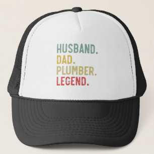 Mens Shirt Husband Dad Plumber Legend Vintage Trucker Hat