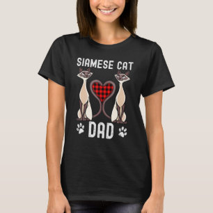 Mens Siamese Cat Dad Buffalo Plaid Heart Kitten Ca T-Shirt