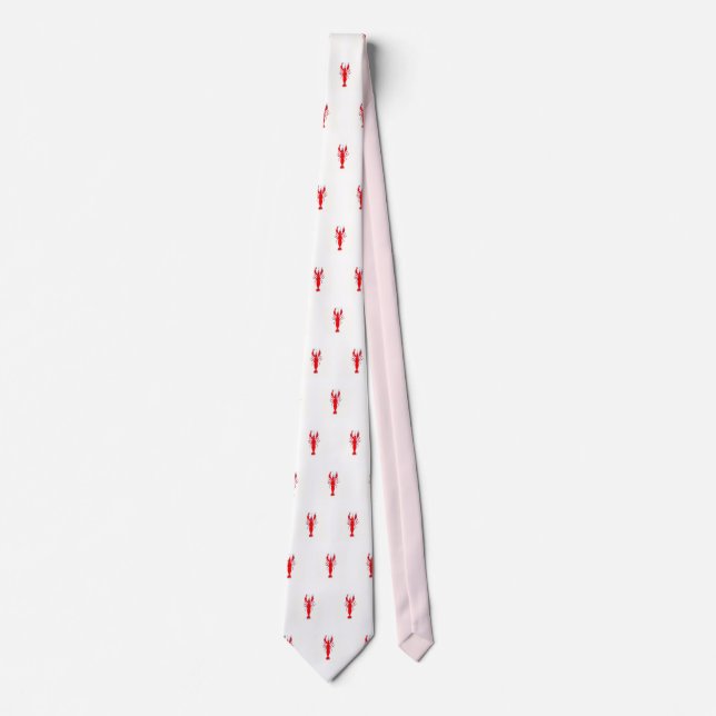Men's silk crawfish tie, red, white tie (Front)