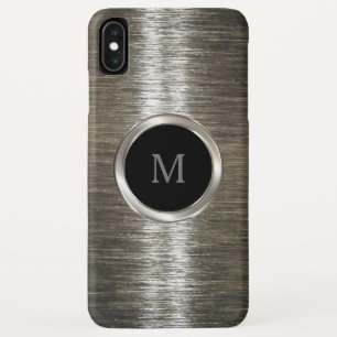 Men's Silver Metallic Monogram Design iPhone XS Max Case