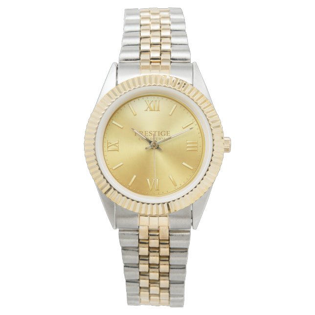 Men's silver watch with golden accents (Front)