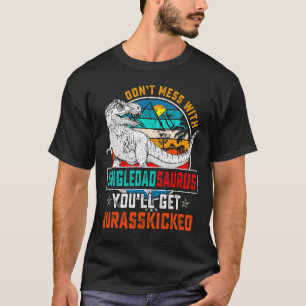 Mens Single Dadsaurus Dinosaur Rex Vintage Father T-Shirt