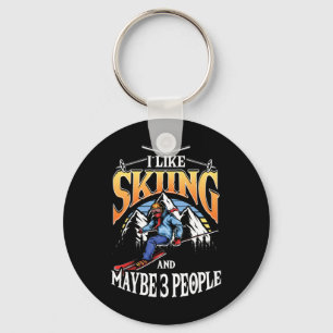 Mens Ski Lover I Like Skiing And Maybe 3 People Keychain