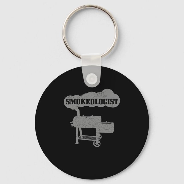 Mens Smokeologist BBQ Grilling Chef Smoker Funny B Keychain (Front)
