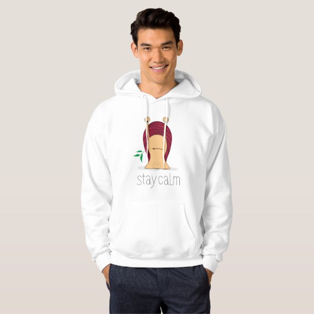 Mens snail graphic hoodie - Stay calm (Front Full)