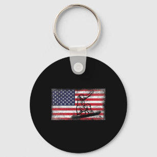 Mens Snowboarding American Flag Patriotic Snowboar Keychain