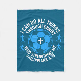 Mens Soccer Christian-shirt Youth Mens I Can Do Al Fleece Blanket