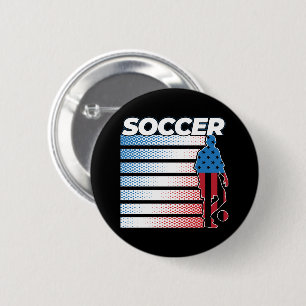 Mens Soccer Red White Blue 2 Inch Round Button